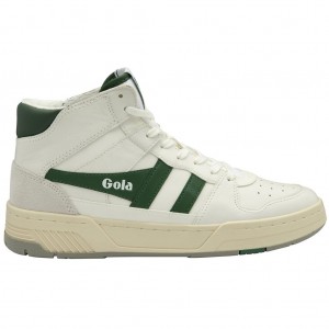 Gola Classics Allcourt High Sneakers Blancas Verde Colombia | 096KFUNGH