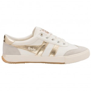 Gola Classics Badminton Sneakers Blancas Doradas Colombia | 564UFQTPW