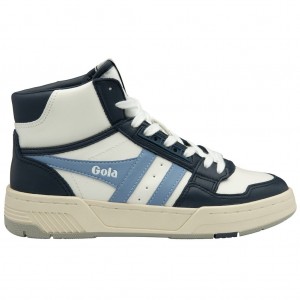 Gola Classics Challenge High Sneakers Blancas Azul Marino Azules Colombia | 947XVIZKA
