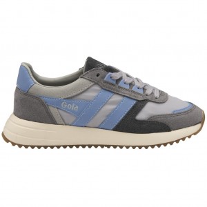 Gola Classics Chicago Sneakers Gris Claro Azules Azules Colombia | 742HFOVPJ