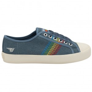 Gola Classics Coaster Rainbow Stitch Shoes Denim Multi Colombia | 839ZLCYPT