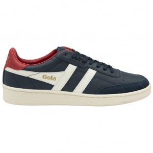 Gola Classics Contact Leather Sneakers Azul Marino Blancas Rojas Oscuro Colombia | 307NDWKEU
