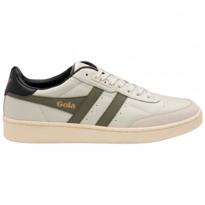 Gola Classics Contact Leather Sneakers Blancas Kaki Negras Colombia | 340BYEGMT