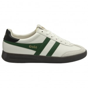 Gola Classics Cyclone Leather Sneakers Blancas Negras Verde Menta Colombia | 938MCPLKF