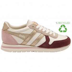 Gola Classics Daytona Quadrant Sneakers Blancas Doradas Rosas Colombia | 085TAOHMW