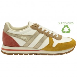 Gola Classics Daytona Quadrant Sneakers Blancas Doradas Colombia | 741ELCRID