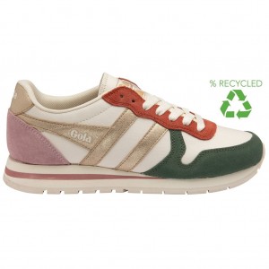 Gola Classics Daytona Quadrant Sneakers Blancas Doradas Rosas Colombia | 782DTJMSW