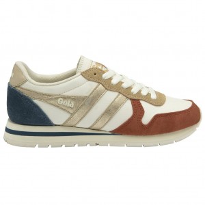 Gola Classics Daytona Quadrant Sneakers Blancas Naranjas Doradas Colombia | 835KHSCXY