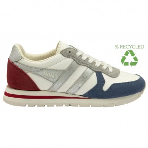 Gola Classics Daytona Quadrant Sneakers Blancas Plateadas Rojas Oscuro Colombia | 452FSTDBW
