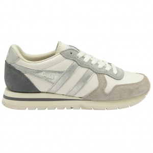 Gola Classics Daytona Quadrant Sneakers Blancas Gris Plateadas Colombia | 712GVARQN