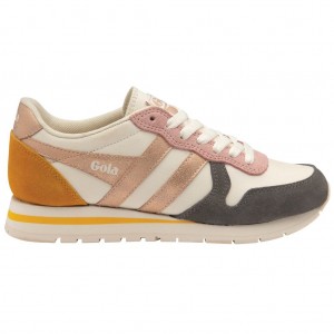 Gola Classics Daytona Quadrant Sneakers Blancas Rosas Doradas Colombia | 197FMZSVT
