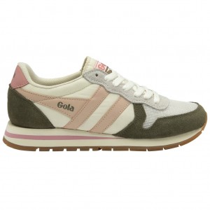 Gola Classics Daytona Sneakers Blancas Kaki Rosas Colombia | 259USTQFN