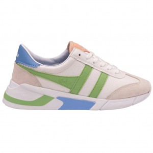 Gola Classics Eclipse California Sneakers Blancas Verde Azules Colombia | 716EUILPM