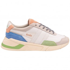 Gola Classics Eclipse Trident Sneakers Blancas Verde Azules Colombia | 192WKUOYS