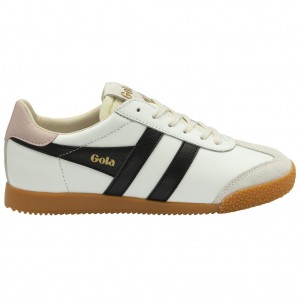 Gola Classics Elan Leather Sneakers Blancas Negras Rosas Colombia | 019HRSADW