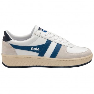 Gola Classics Grandslam Classic Sneakers Blancas Azules Azul Marino Colombia | 463XARHLQ
