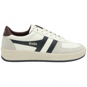 Gola Classics Grandslam Classic Sneakers Blancas Azul Marino Burdeos Colombia | 903RPYCAN