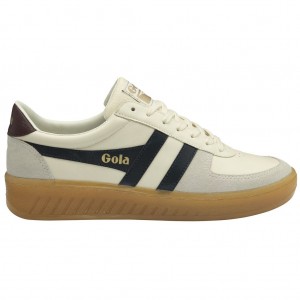 Gola Classics Grandslam Elite Sneakers Blancas Azul Marino Burdeos Colombia | 598DZLQMI
