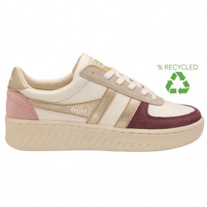 Gola Classics Grandslam Quadrant Sneakers Blancas Doradas Rosas Colombia | 074GNCJRT