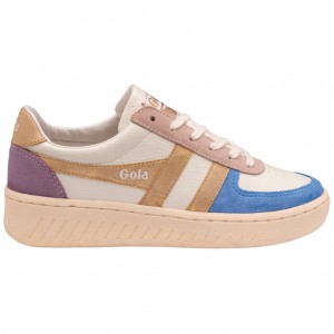 Gola Classics Grandslam Quadrant Sneakers Blancas Azules Doradas Colombia | 941RUMLKG