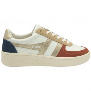 Gola Classics Grandslam Quadrant Sneakers Blancas Naranjas Doradas Colombia | 875ATHJNF
