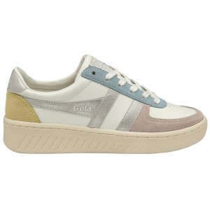 Gola Classics Grandslam Quadrant Sneakers Blancas Plateadas Limón Colombia | 850HKVQUT