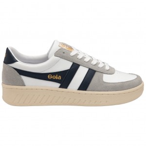 Gola Classics Grandslam Quadrant Sneakers Blancas Gris Claro Azul Marino Colombia | 215WKSDPV