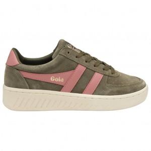 Gola Classics Grandslam Suede Sneakers Kaki Coral Rosas Colombia | 052CTQZOR
