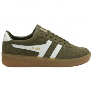 Gola Classics Grandslam Suede Sneakers Kaki Blancas Colombia | 824QJGCUV