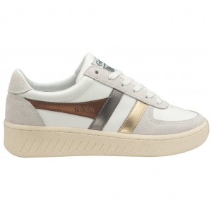 Gola Classics Grandslam Trident Metallic Sneakers Blancas Doradas Colombia | 083BXJLZE