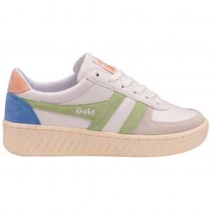 Gola Classics Grandslam Trident Sneakers Blancas Verde Rosas Colombia | 473JXZQHT