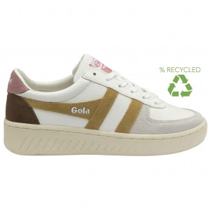 Gola Classics Grandslam Trident Sneakers Blancas Marrones Rosas Colombia | 820KUIWES