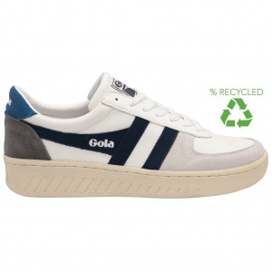Gola Classics Grandslam Trident Sneakers Blancas Azul Marino Azules Colombia | 134LDYKJC