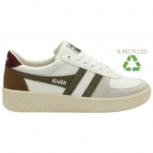 Gola Classics Grandslam Trident Sneakers Blancas Kaki Burdeos Colombia | 392GDUBXJ