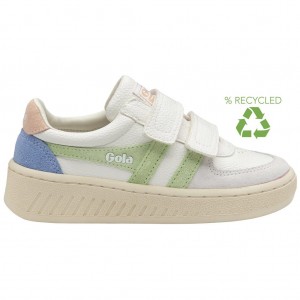 Gola Classics Grandslam Trident Strap Sneakers Blancas Verde Rosas Colombia | 916QXZWGE
