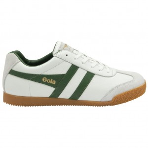 Gola Classics Harrier Leather Sneakers Blancas Verde Verde Colombia | 834DHLTJE
