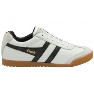 Gola Classics Harrier Leather Sneakers Blancas Negras Negras Colombia | 041IQTKFU