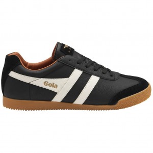 Gola Classics Harrier Leather Sneakers Negras Blancas Naranjas Colombia | 972KONSZP