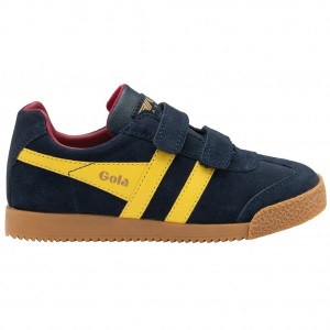 Gola Classics Harrier Strap Sneakers Azul Marino Rojas Colombia | 596FLGONZ