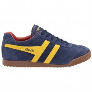 Gola Classics Harrier Suede Sneakers Azul Marino Rojas Colombia | 394RQWVBG