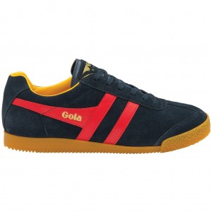 Gola Classics Harrier Suede Sneakers Azul Marino Rojas Colombia | 607FIBKGP