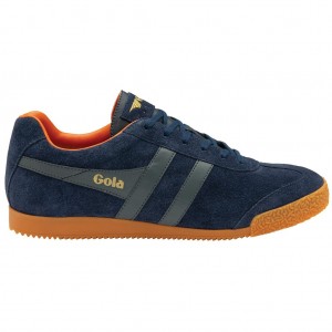 Gola Classics Harrier Suede Sneakers Azul Marino Naranjas Colombia | 728OTJBQU