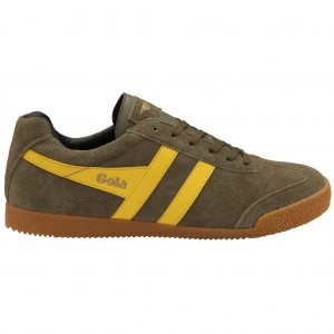 Gola Classics Harrier Suede Sneakers Kaki Negras Colombia | 982CELHRG
