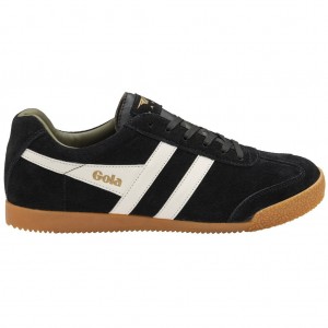 Gola Classics Harrier Suede Sneakers Negras Blancas Kaki Colombia | 086PXHGBV