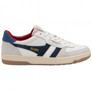 Gola Classics Hawk Sneakers Blancas Azul Marino Azules Colombia | 862CYSDFV