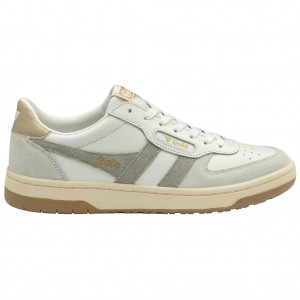 Gola Classics Hawk Sneakers Blancas Gris Claro Doradas Colombia | 387ITBCUG