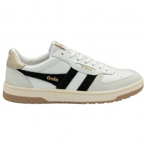 Gola Classics Hawk Sneakers Blancas Negras Doradas Colombia | 793DBQEJY