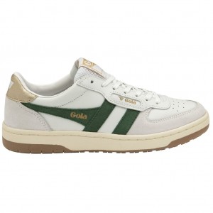 Gola Classics Hawk Sneakers Blancas Verde Oscuro Doradas Colombia | 172TEWZBS