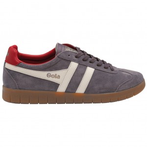 Gola Classics Hurricane Suede Sneakers Blancas Rojas Oscuro Colombia | 186BGOCSA