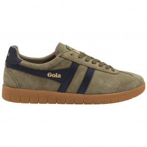 Gola Classics Hurricane Suede Sneakers Kaki Azul Marino Kaki Colombia | 037BMZHFL